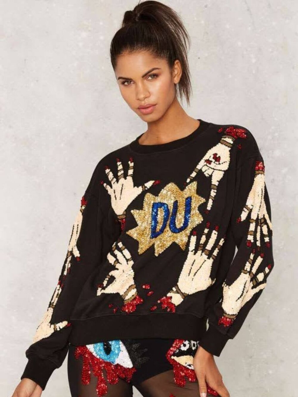 DISCOUNT UNIVERSE Sequin Hands DU Sweatshirt